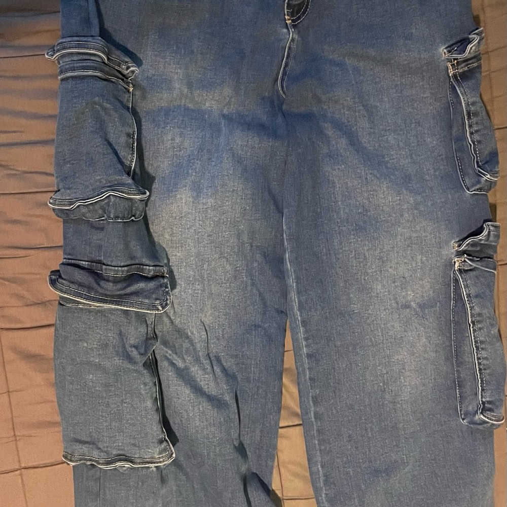 Refuge Men's Relaxed Blue Cargo Jeans